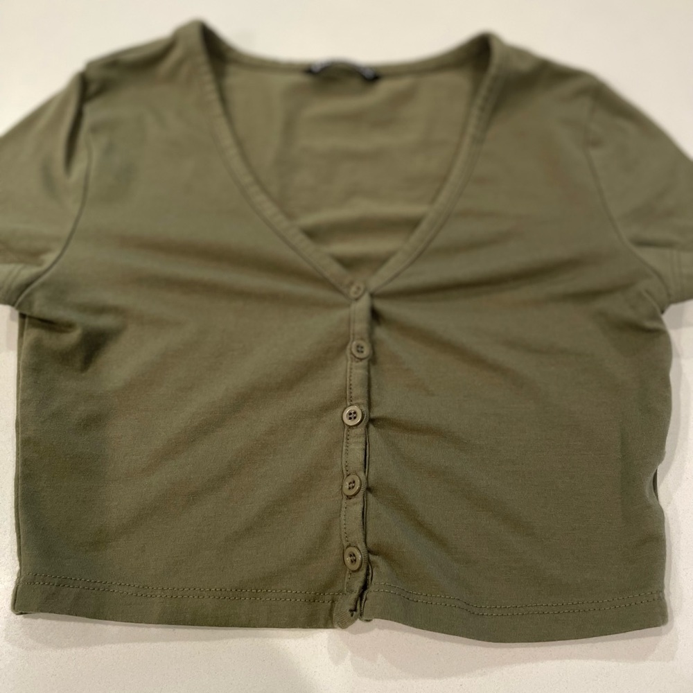 SHEIN xs green short sleeve top with buttons